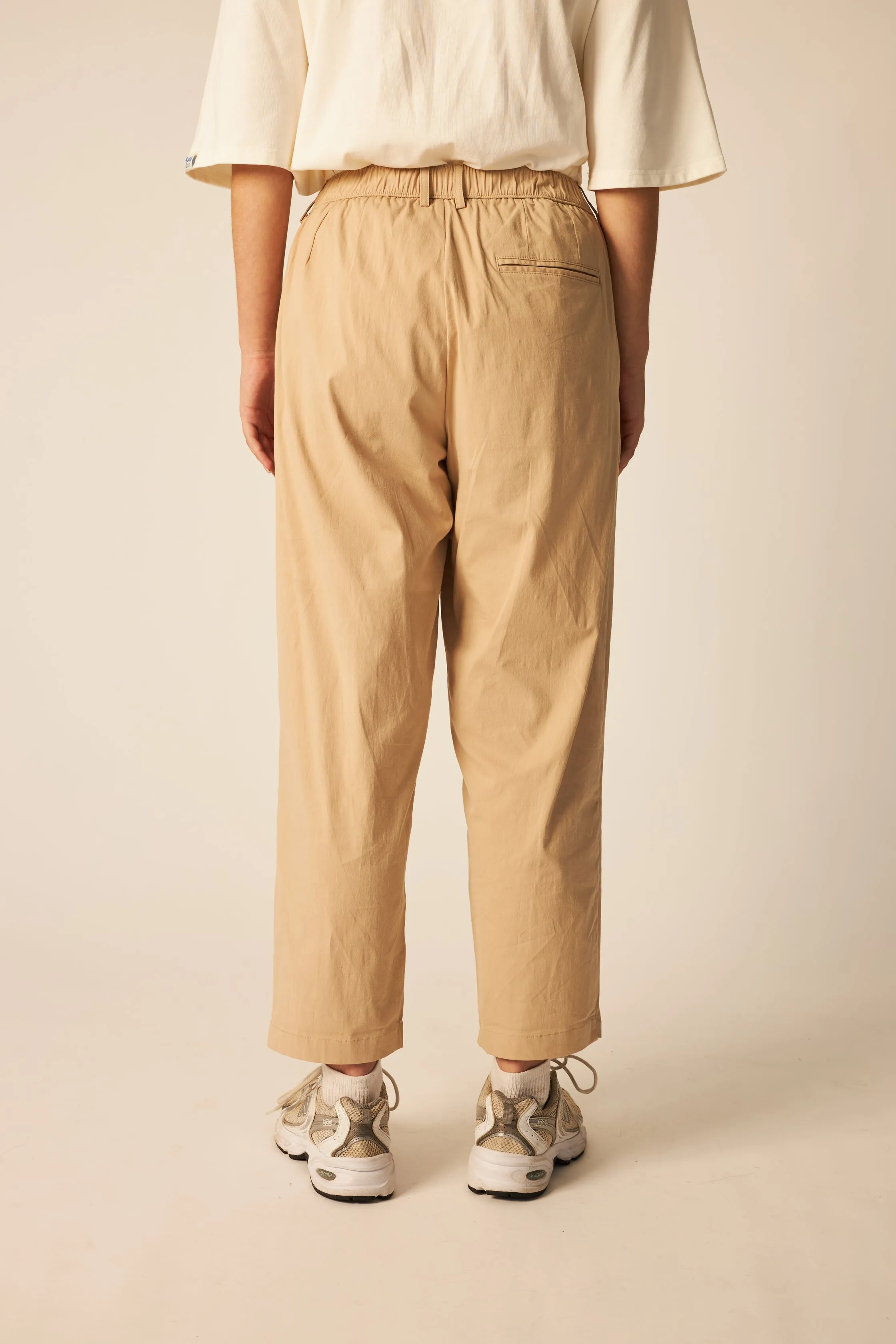 Khaki High-Waisted Tapered Pants