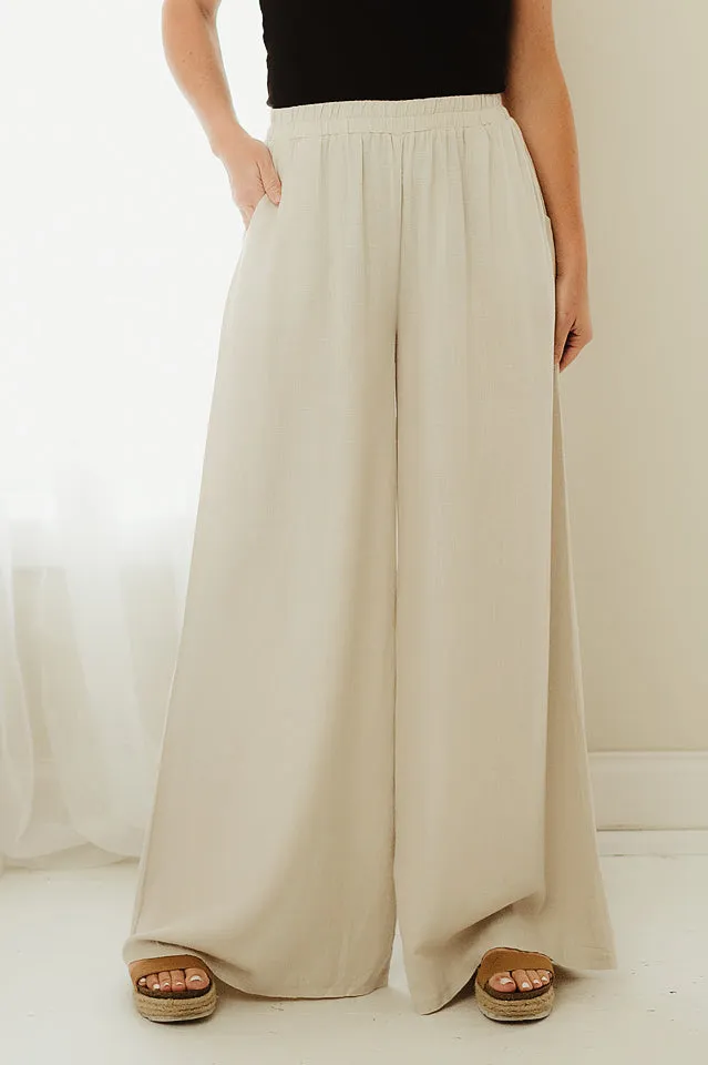 Linen Blend Wide Leg Pants