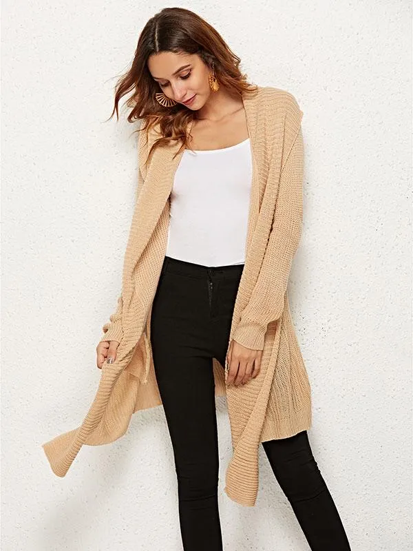 Long Sleeves Apricot Cardigans Tops