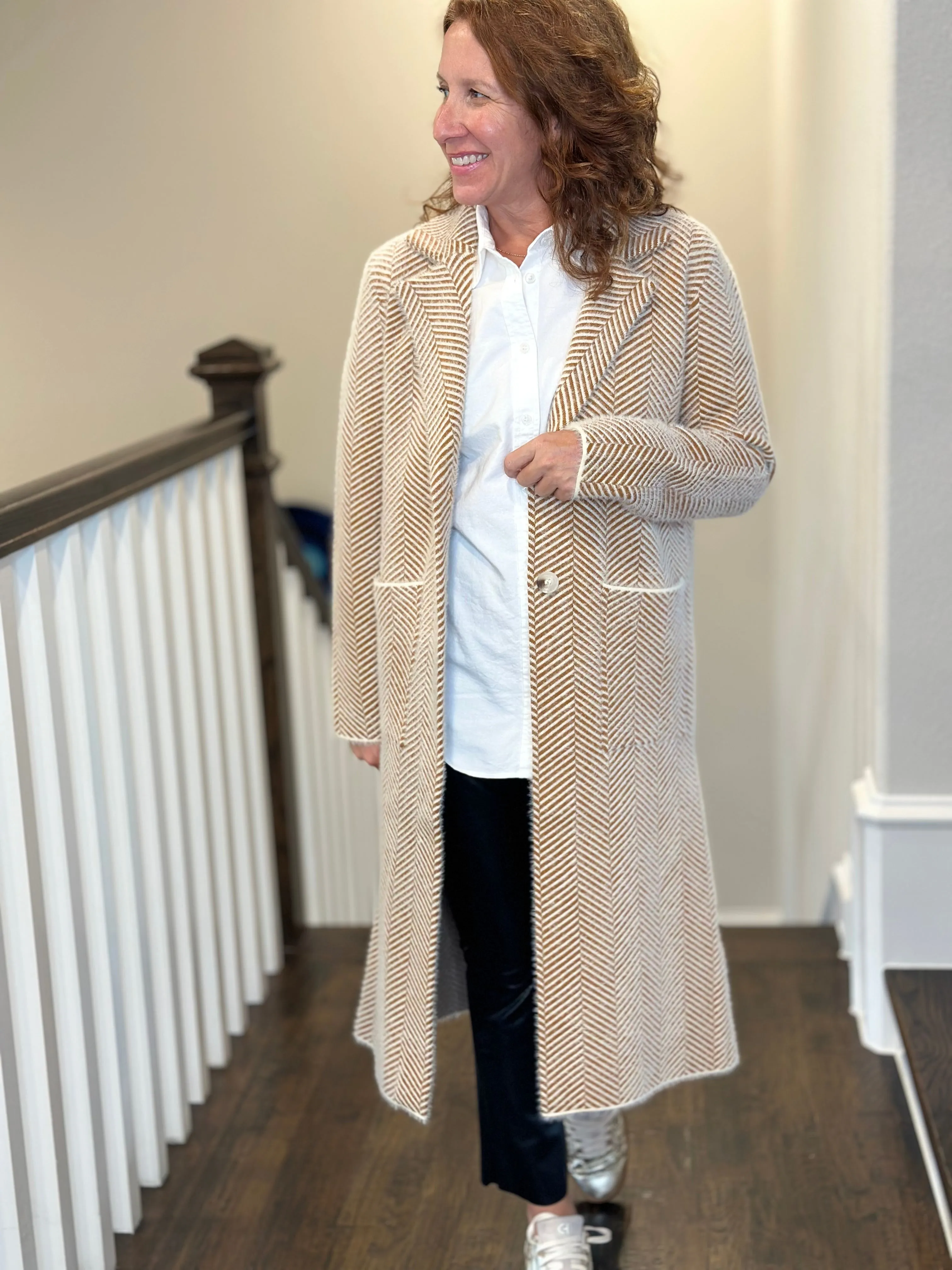 Love Token Janine Cardigan in Golden Brown