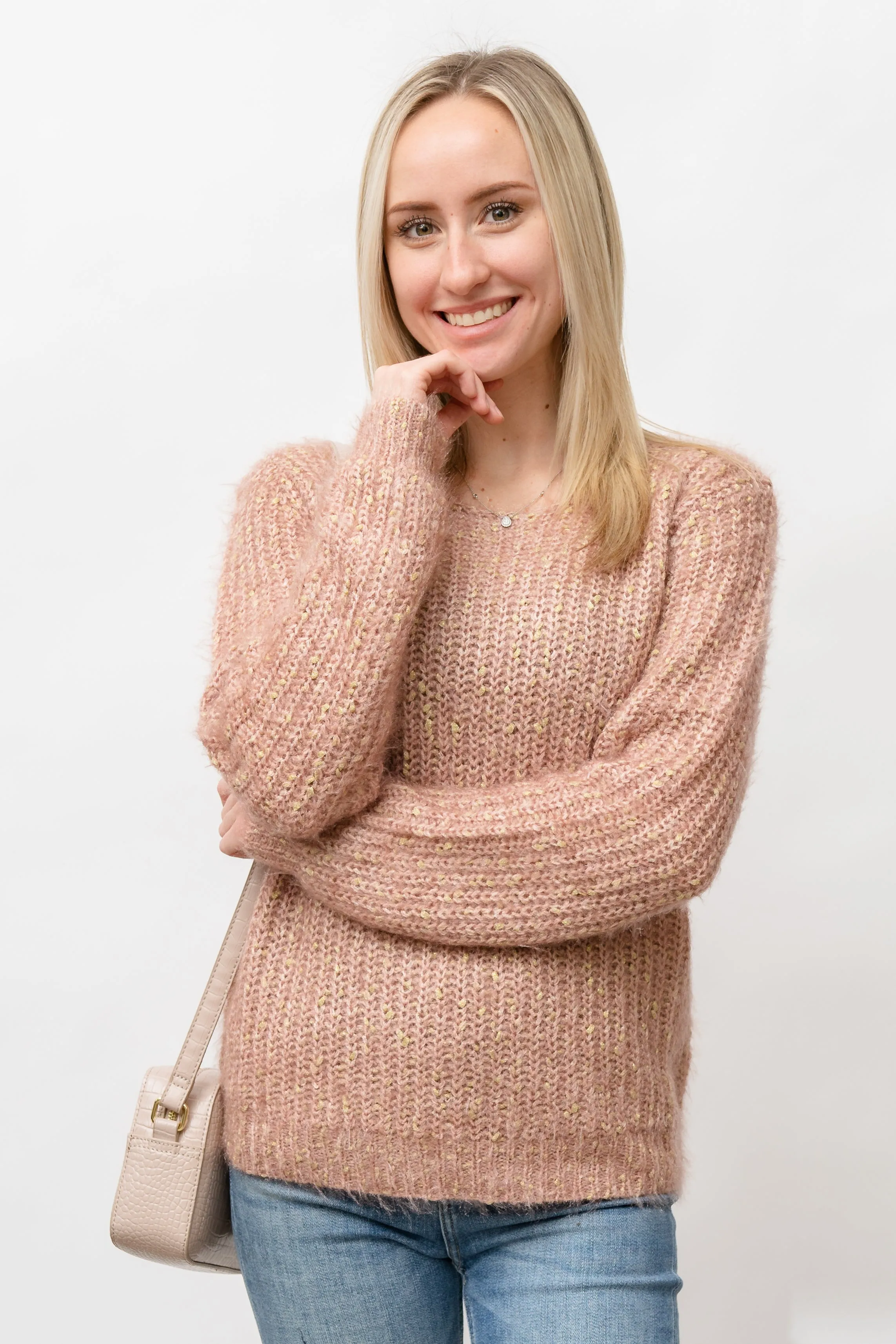Lurex Fuzzy Sweater - PINK