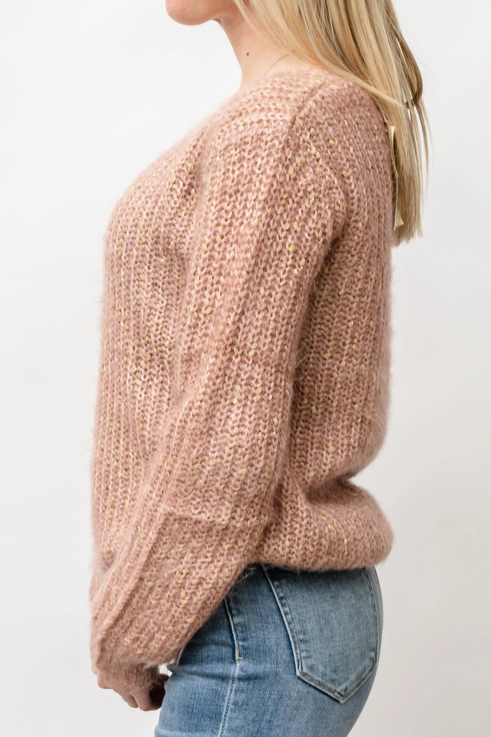 Lurex Fuzzy Sweater - PINK