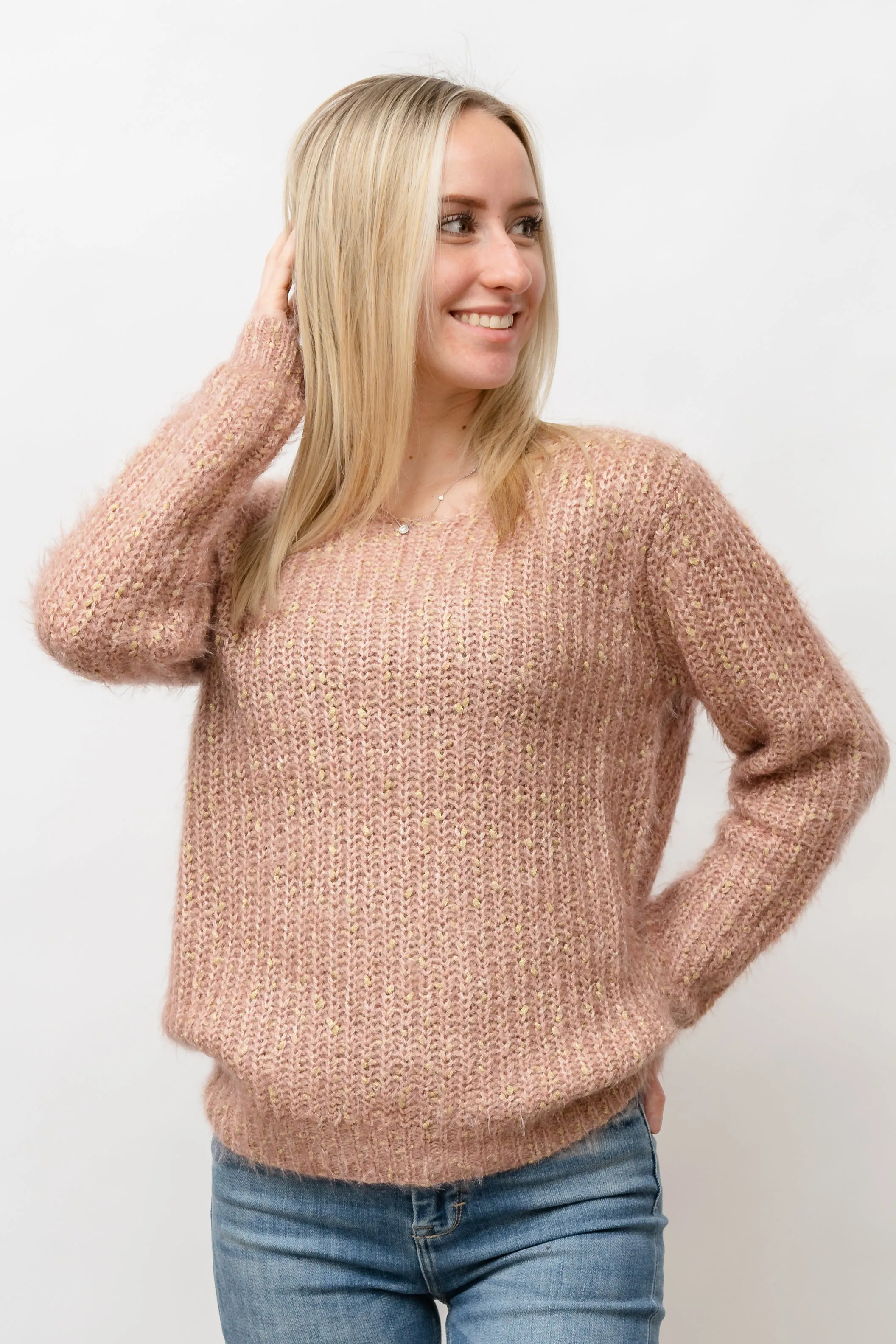 Lurex Fuzzy Sweater - PINK
