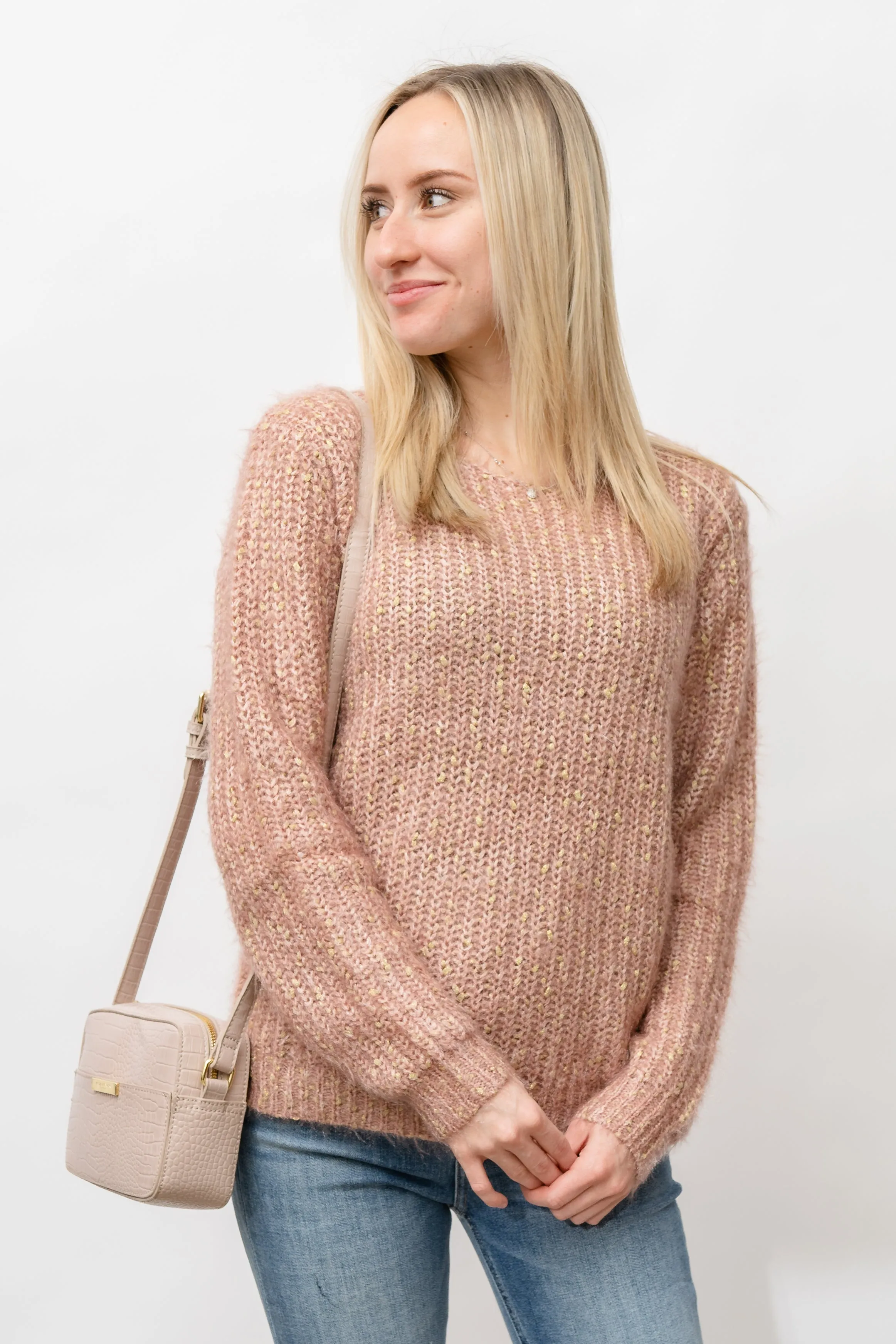 Lurex Fuzzy Sweater - PINK