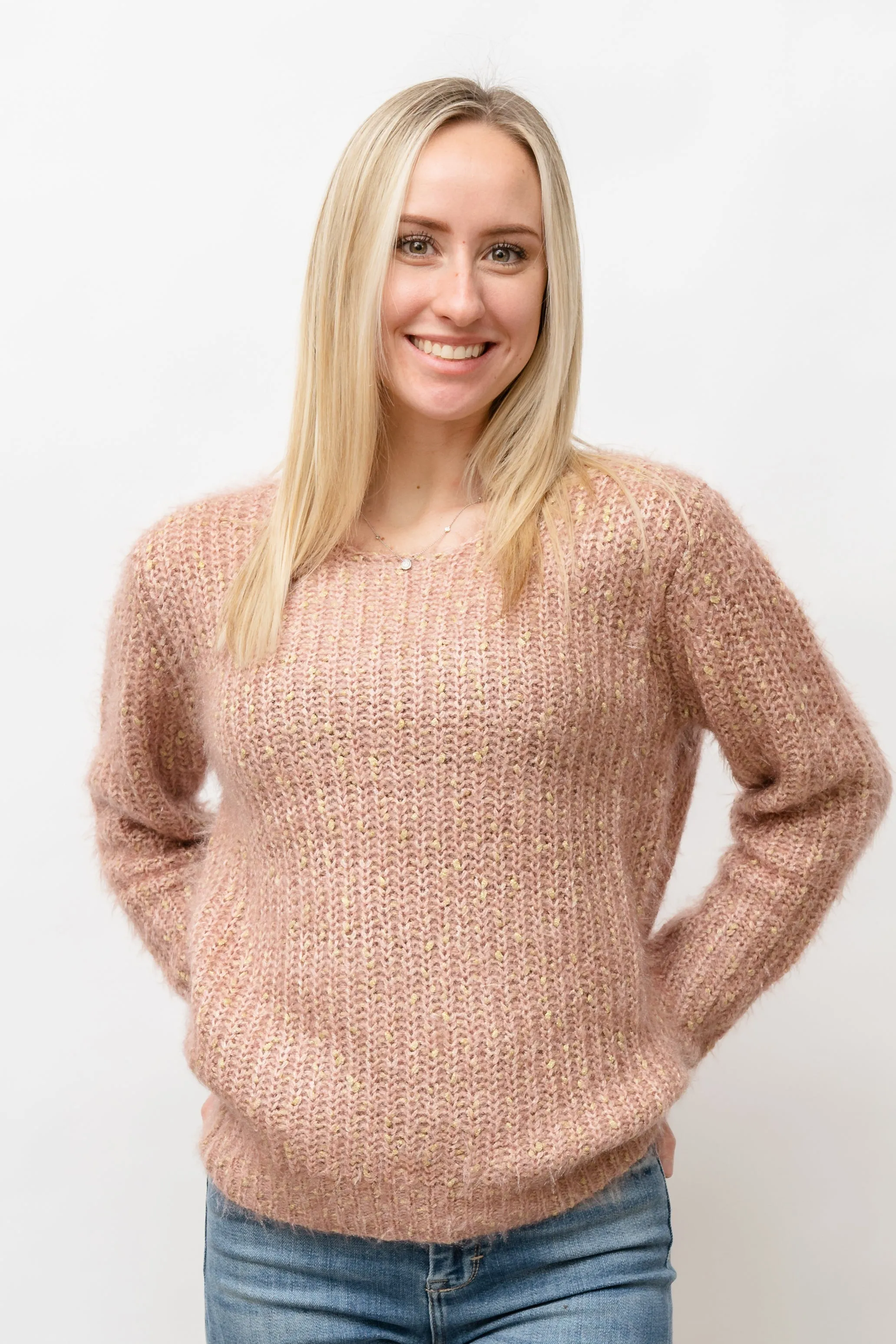 Lurex Fuzzy Sweater - PINK