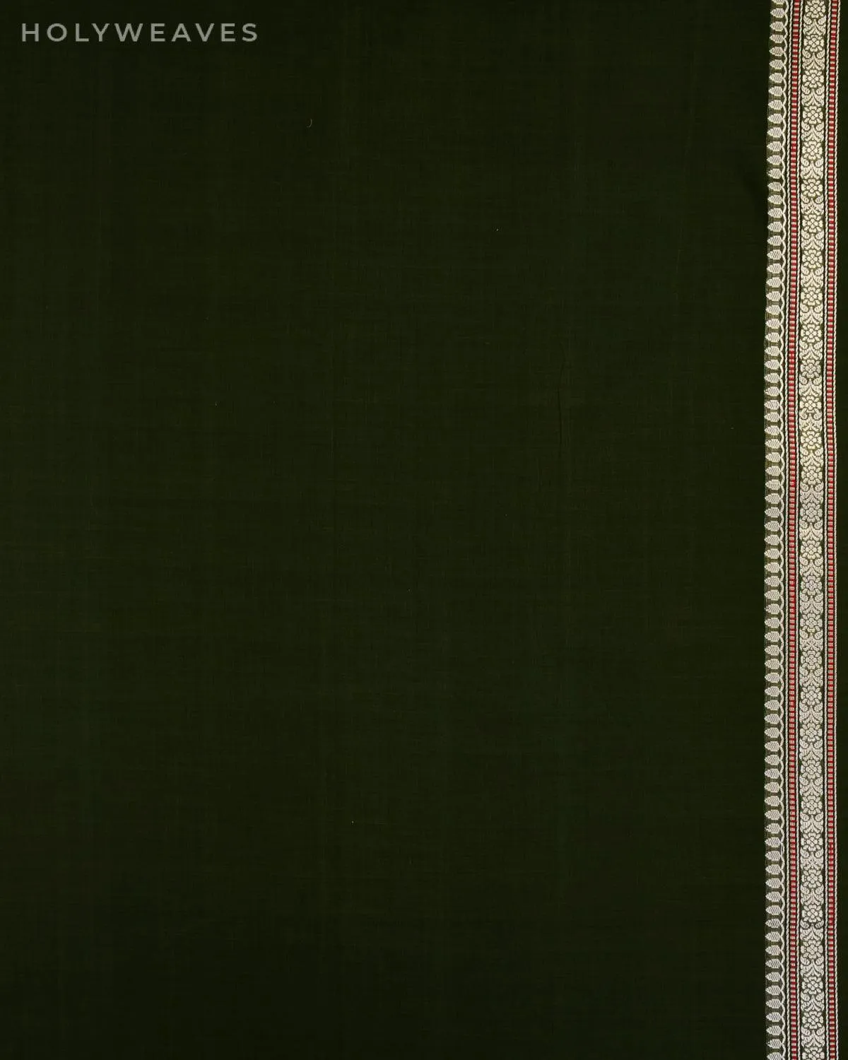 Mehndi Green Banarasi Handwoven Ektara Buti Kadhuan Brocade Handloom Cotton Saree