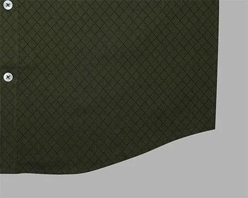 Men's 100% Cotton Chevron Half Sleeves Shirt (Olive Green)