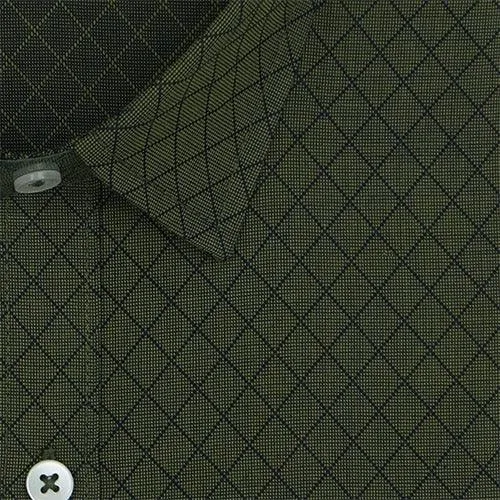 Men's 100% Cotton Chevron Half Sleeves Shirt (Olive Green)