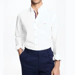 Men's Classic White Button-Down Long Sleeve Shirt