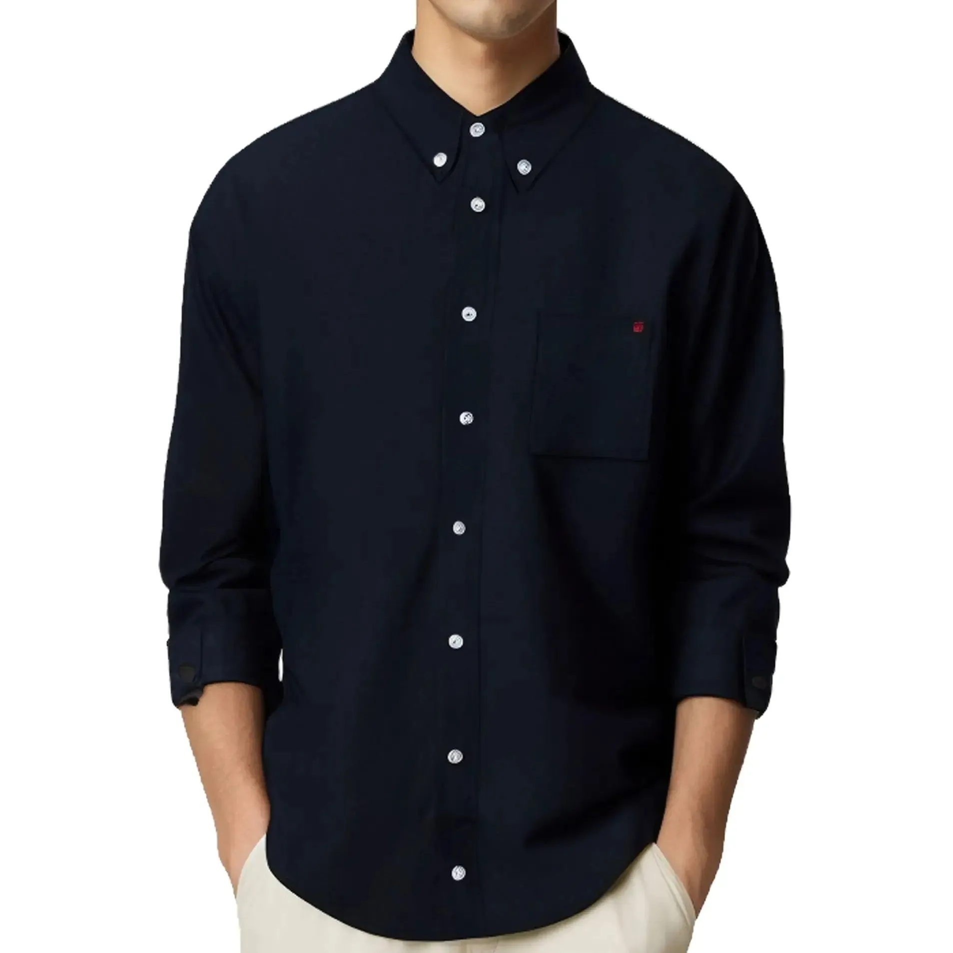 Men's Long Sleeve Classic Oxford Shirt With Button-Down Front