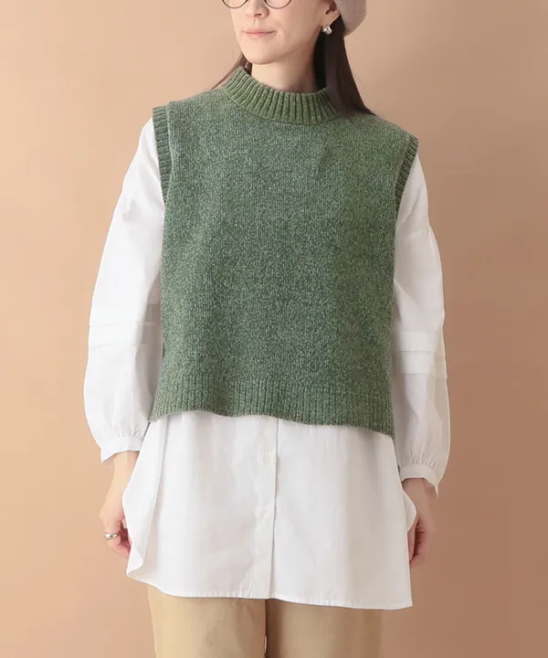 Mole yarn knit vest 24W059