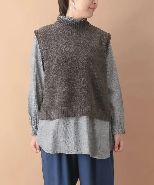 Mole yarn knit vest 24W059