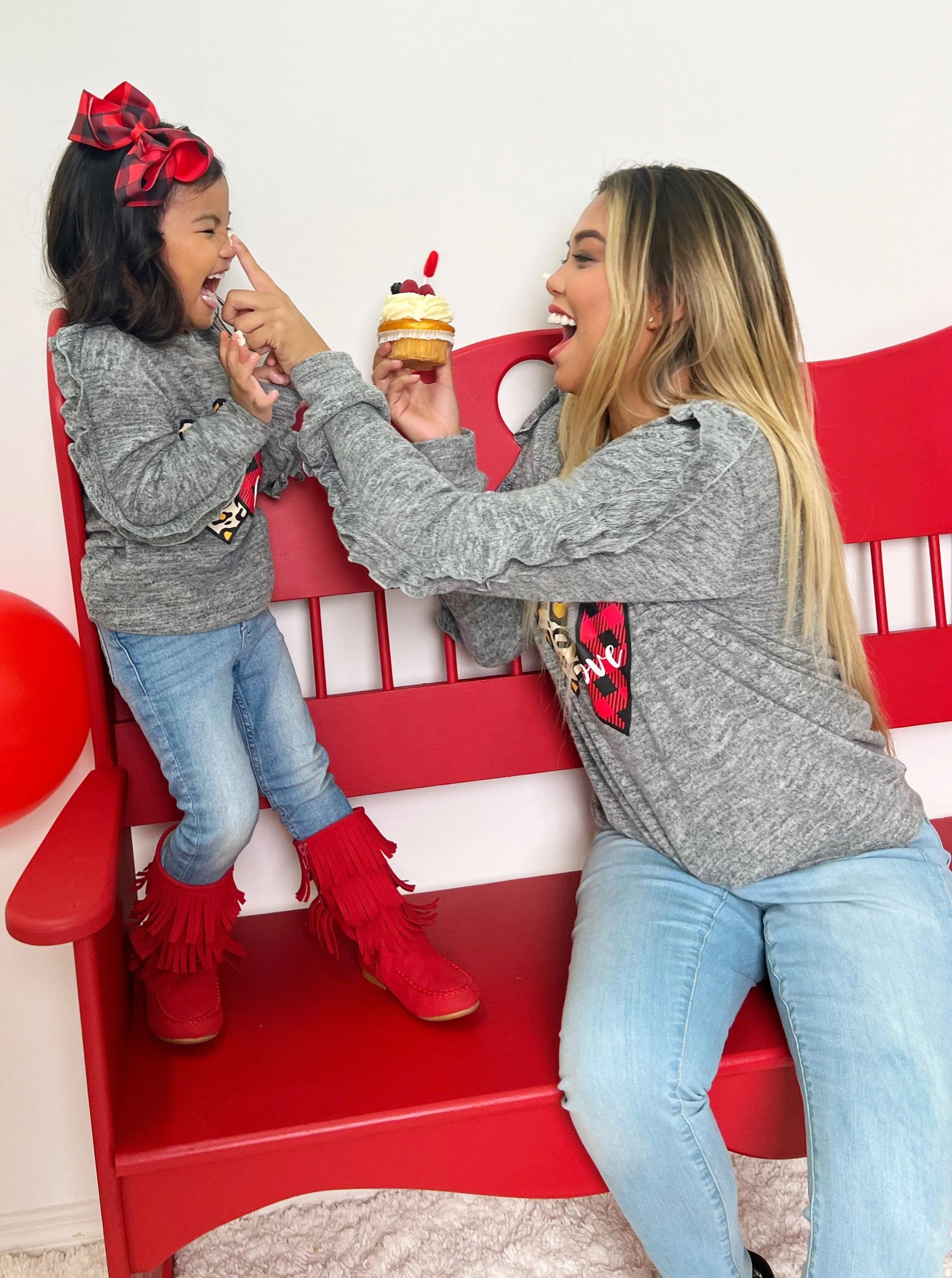 Mommy and Me Stuck On Love Ruffle Sleeve Top