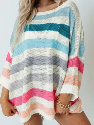 Multi Color Striped Oversized Sweater