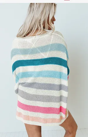 Multi Color Striped Oversized Sweater