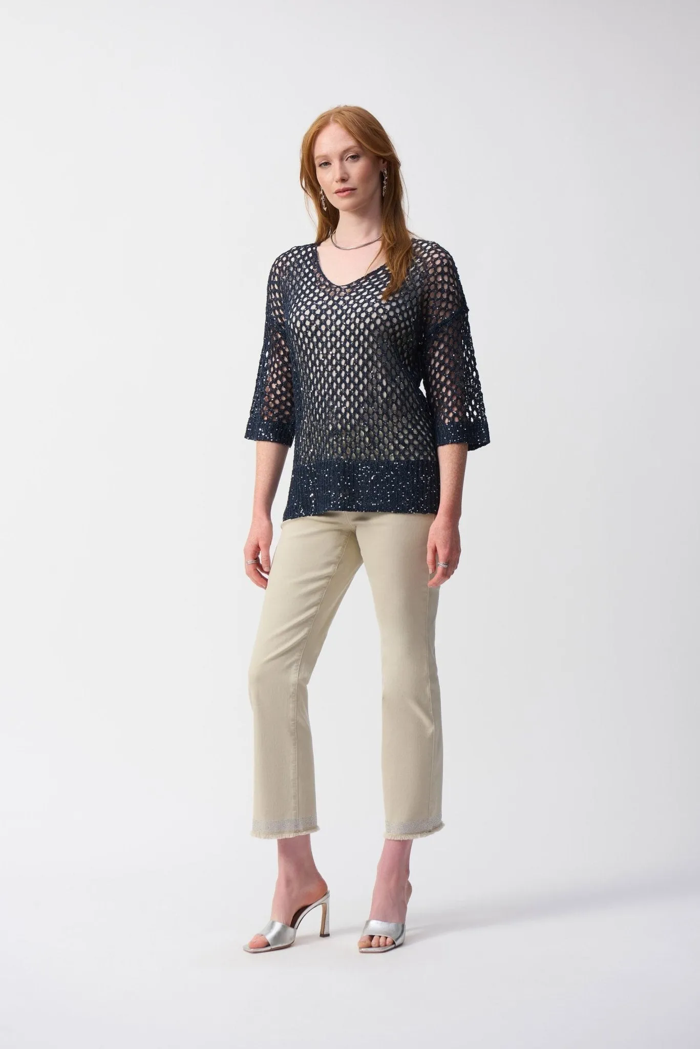 Open Stitch Sequin Sweater