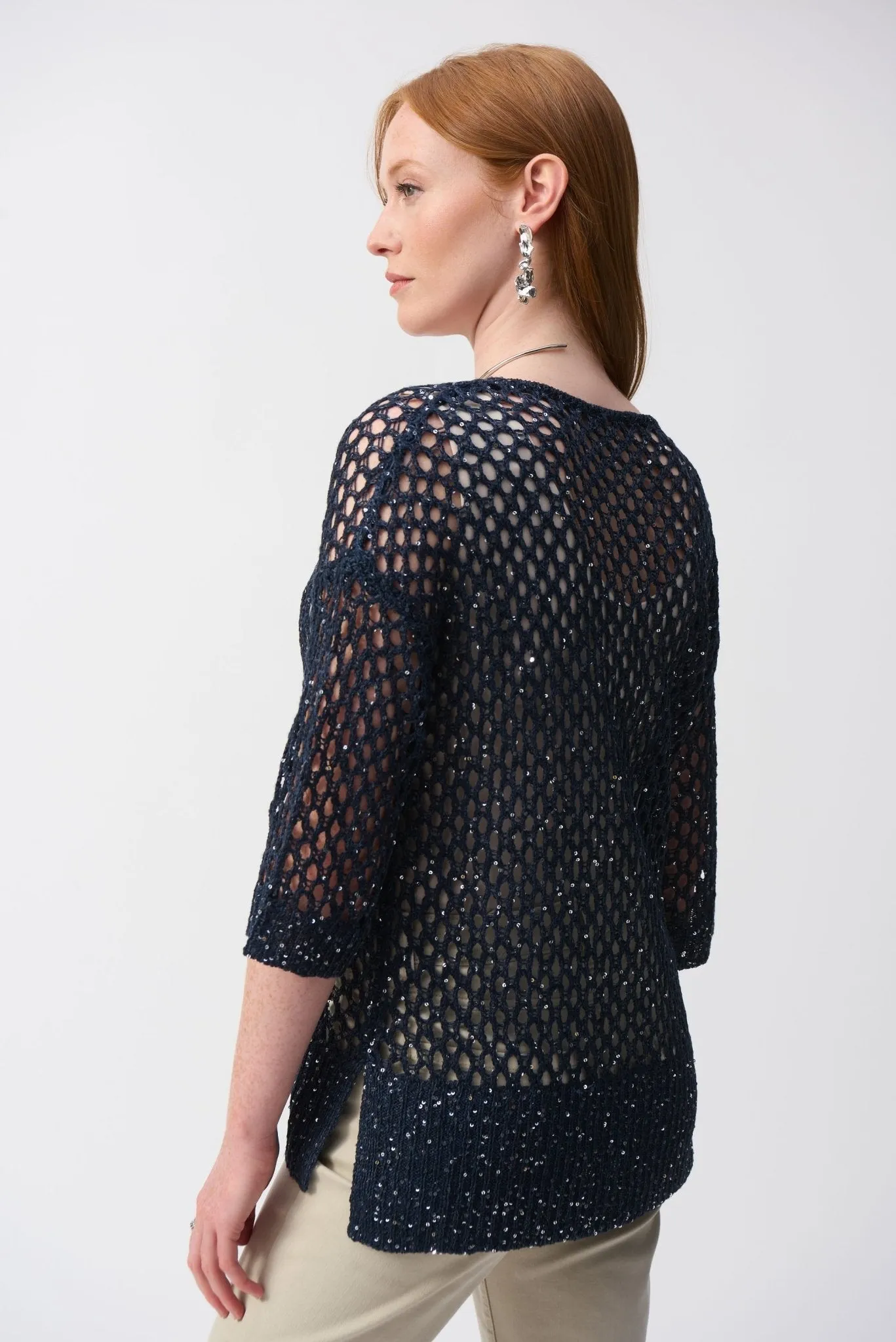 Open Stitch Sequin Sweater