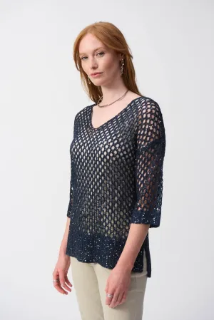 Open Stitch Sequin Sweater
