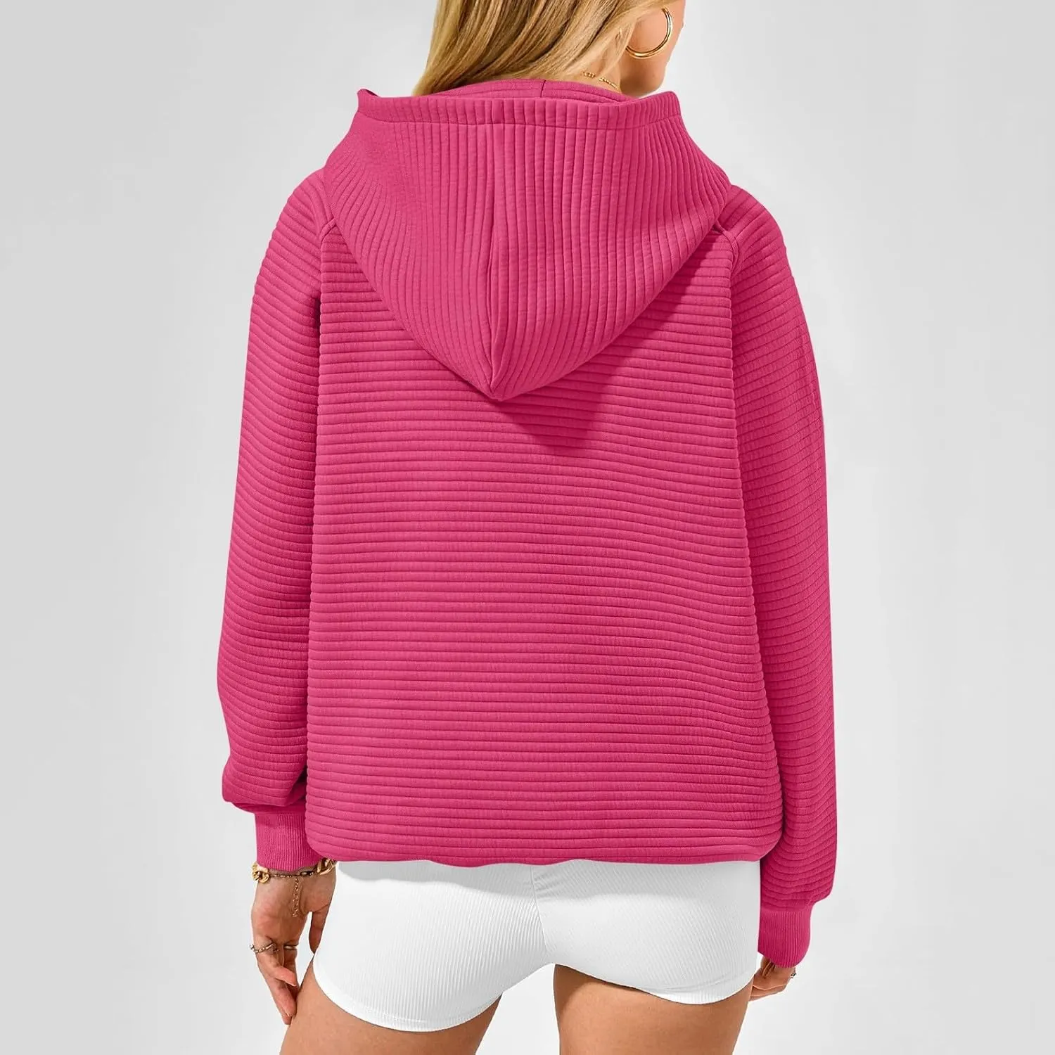 Oversized Hoodies for Women Y2k Raglan Sleeve Ribbed Knit Hooded Sweatshirt Casual Loose Pullover Sweater with Pockets