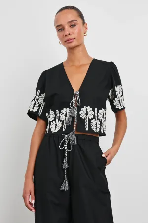 Pari Top in Black Ivory Palm Trees