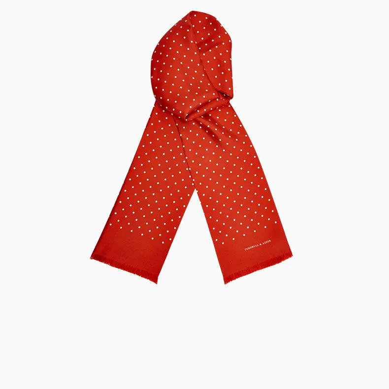 Red and White Spotted Silk Scarf
