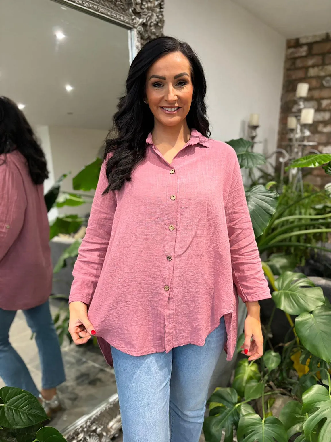 Rose Cotton Button Sleeve Blouse Katie