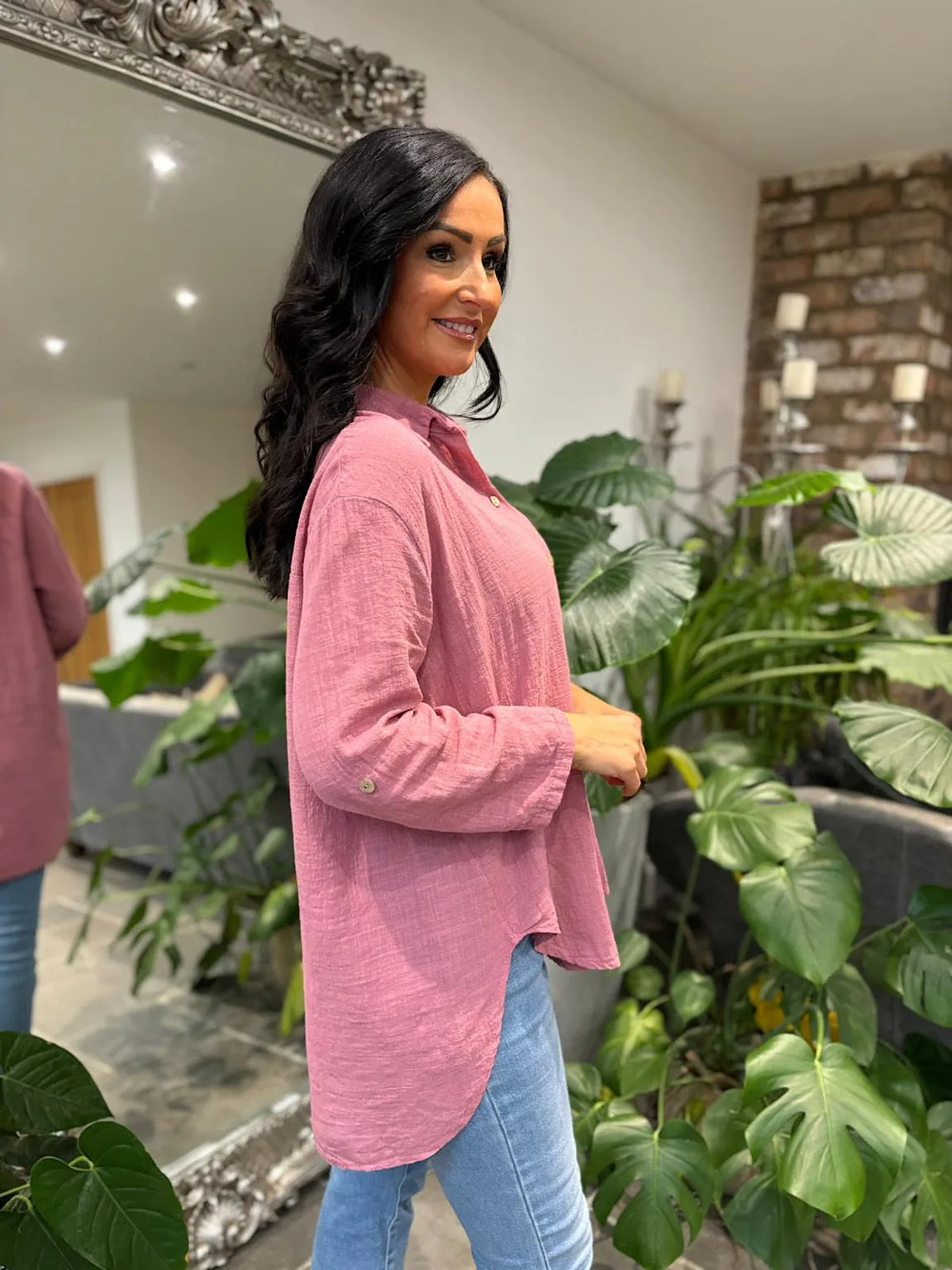 Rose Cotton Button Sleeve Blouse Katie