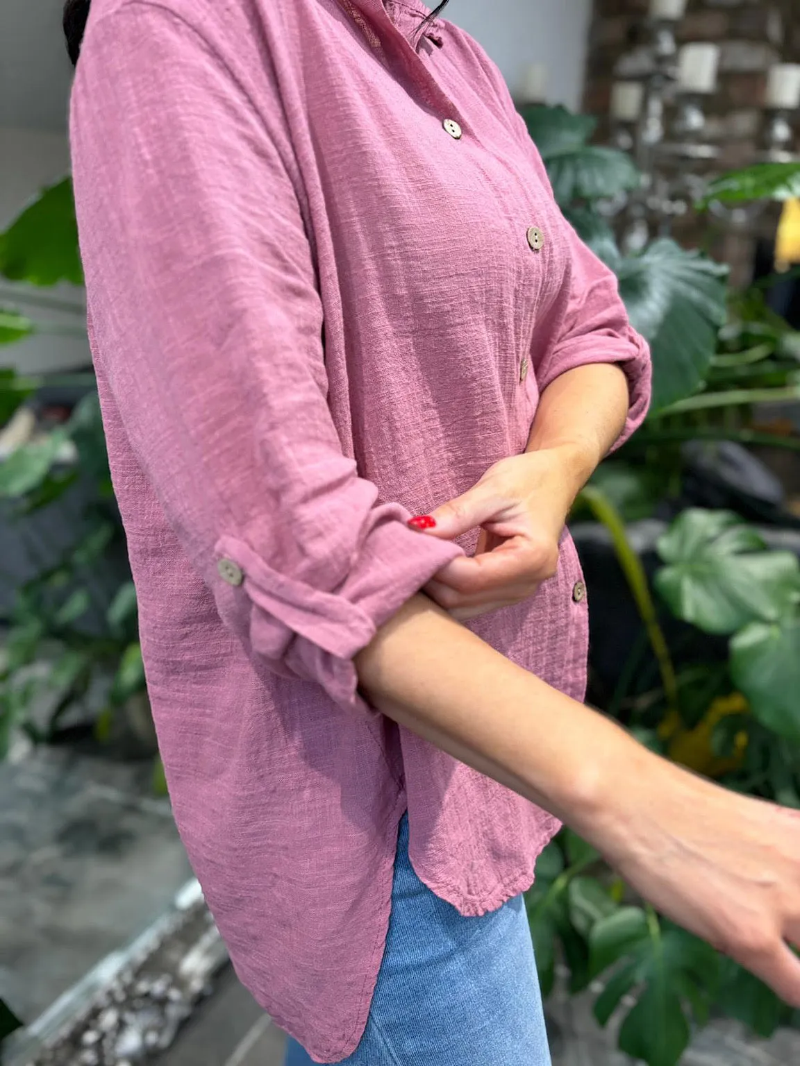 Rose Cotton Button Sleeve Blouse Katie