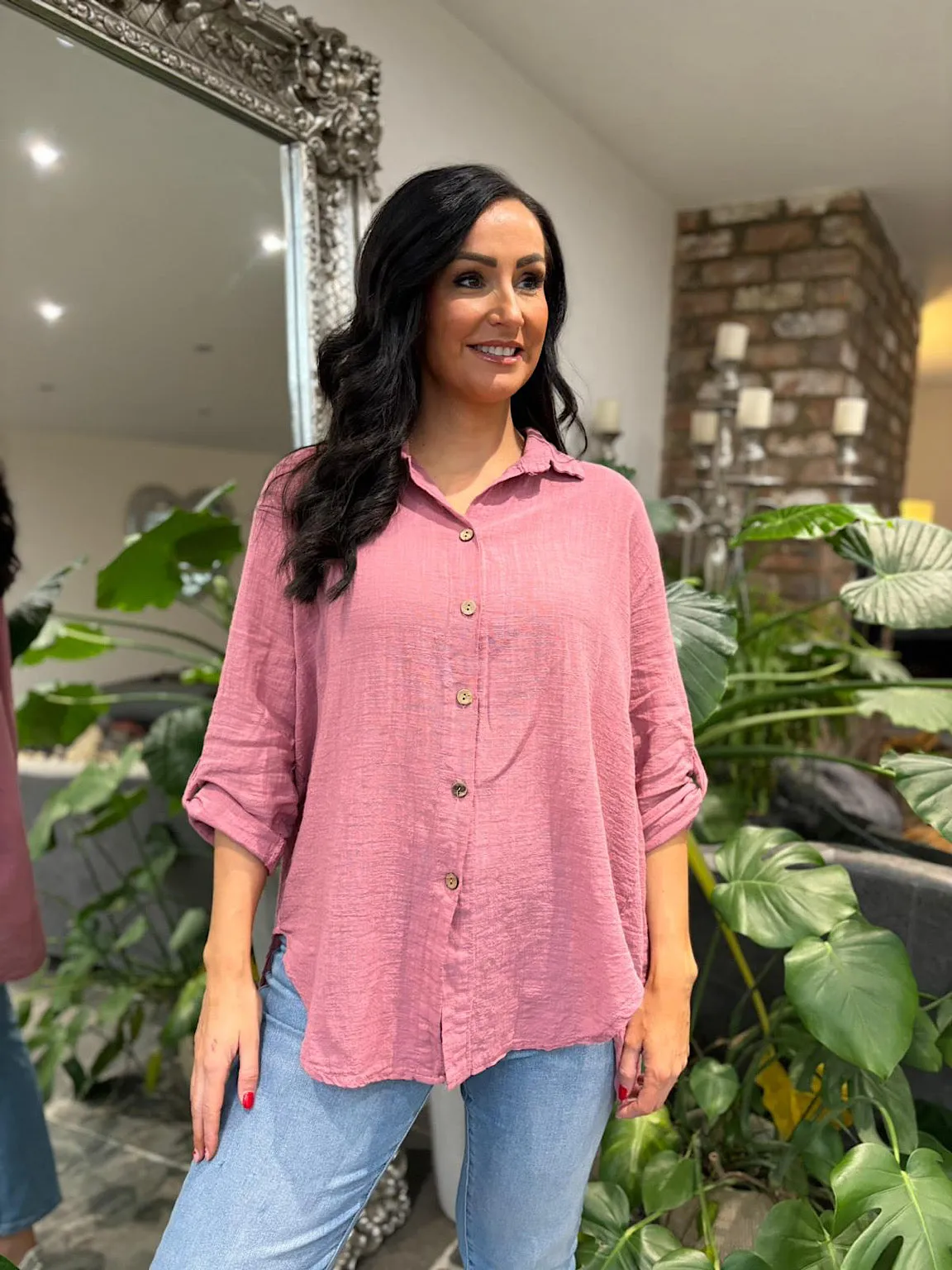 Rose Cotton Button Sleeve Blouse Katie