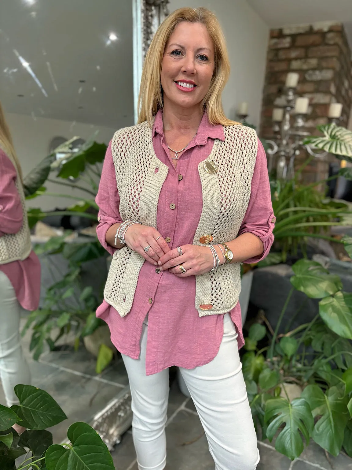 Rose Cotton Button Sleeve Blouse Katie