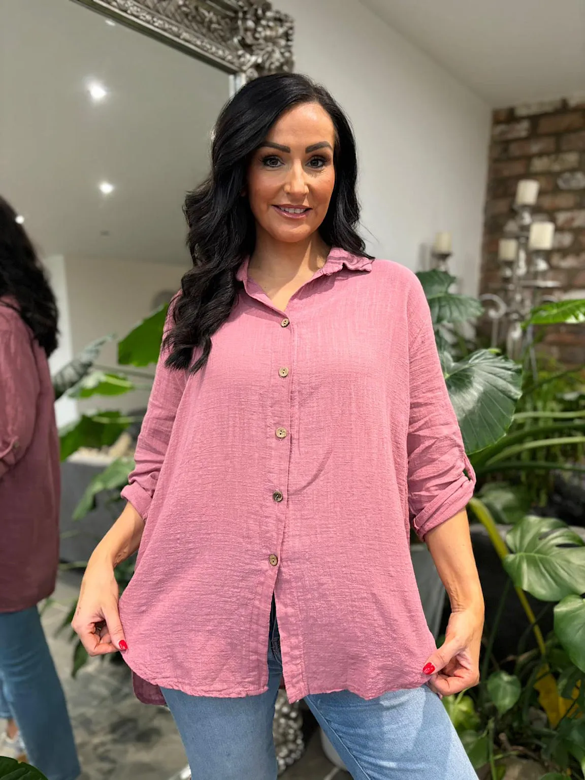 Rose Cotton Button Sleeve Blouse Katie