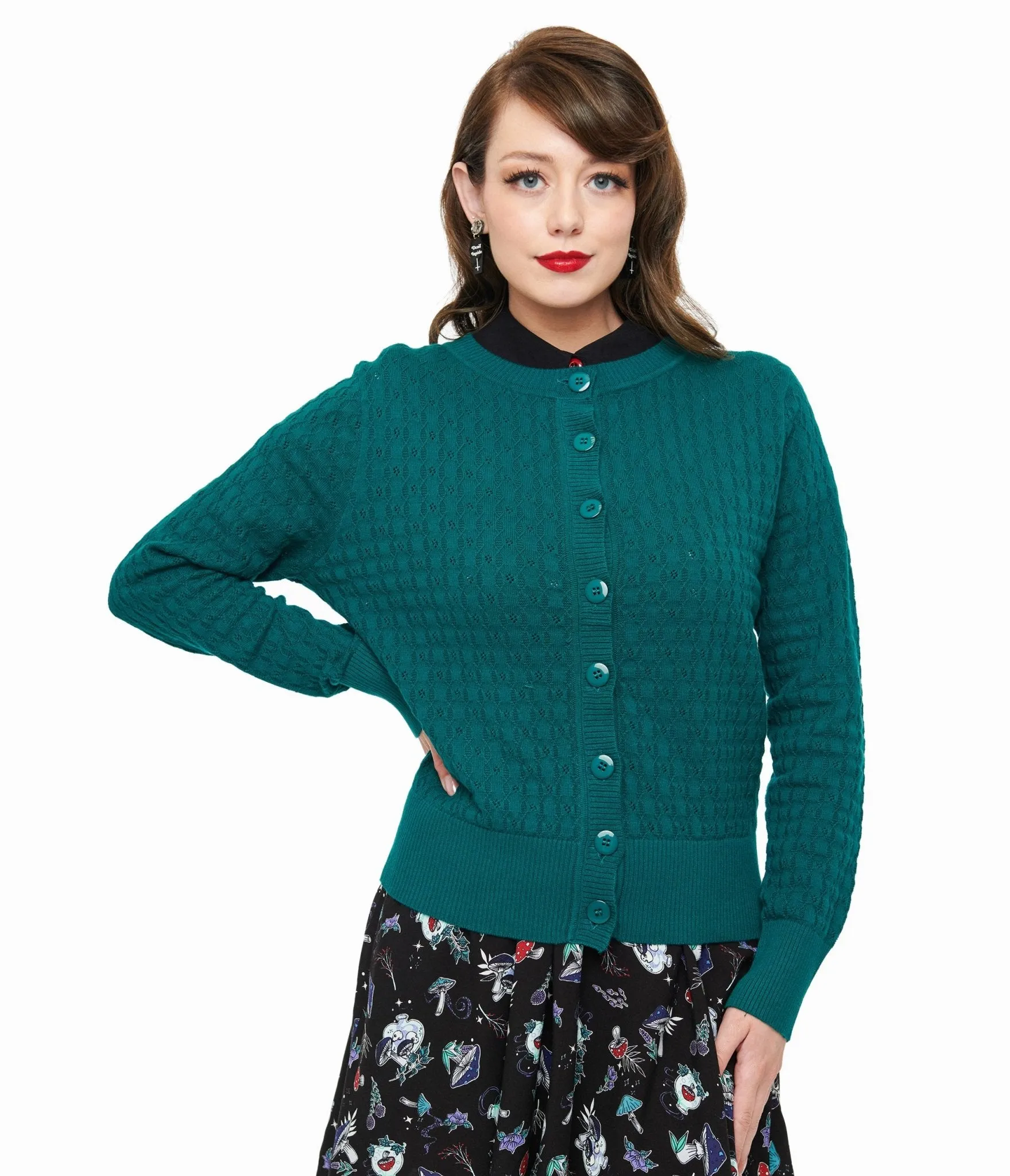 Royal Monk 1950s Green Katie Cardigan
