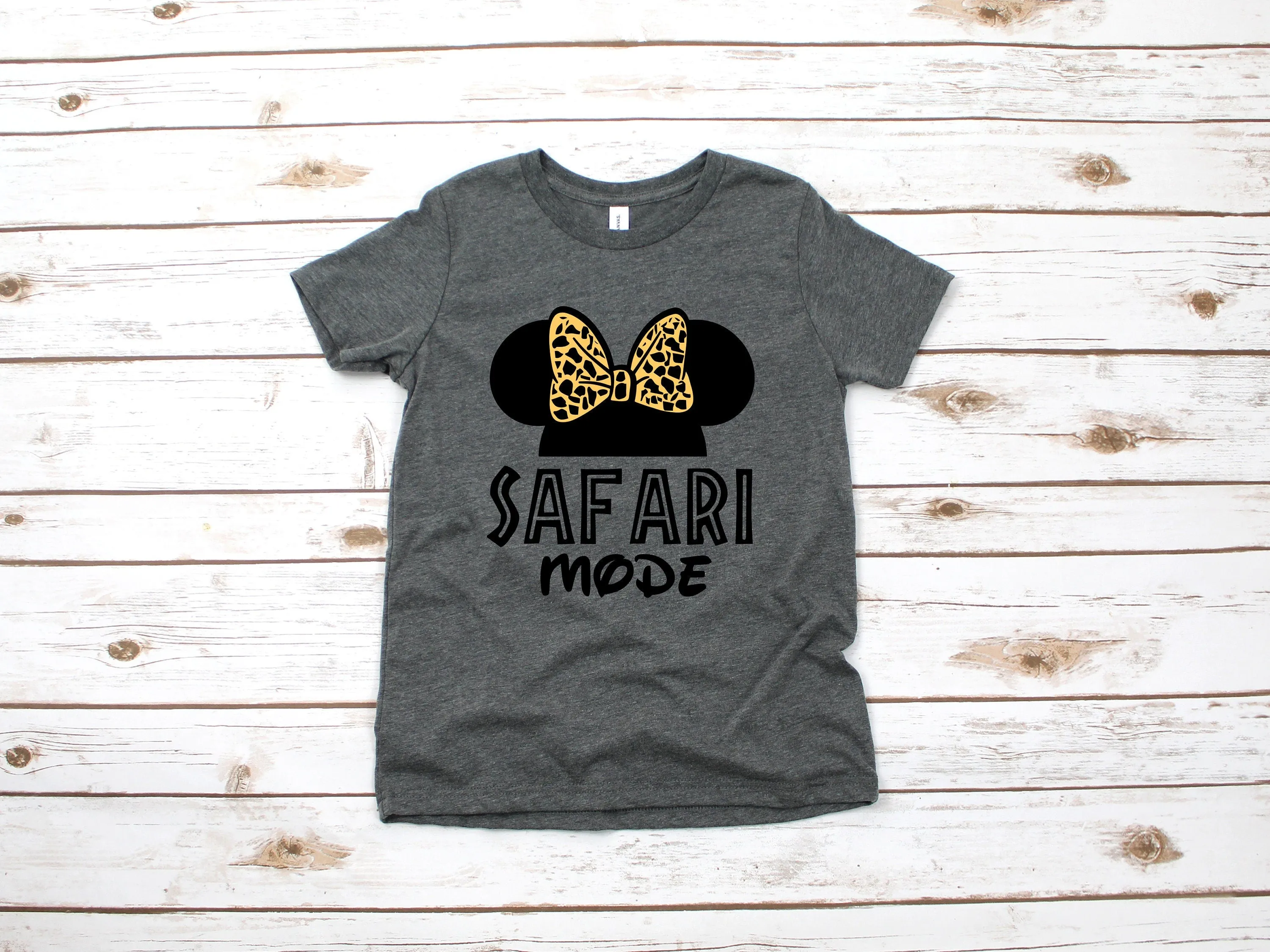 Safari Mode Minnie Mouse Youth T Shirt - Disney Kids Animal Kingdom - Camouflaged Minnie - Animal Print