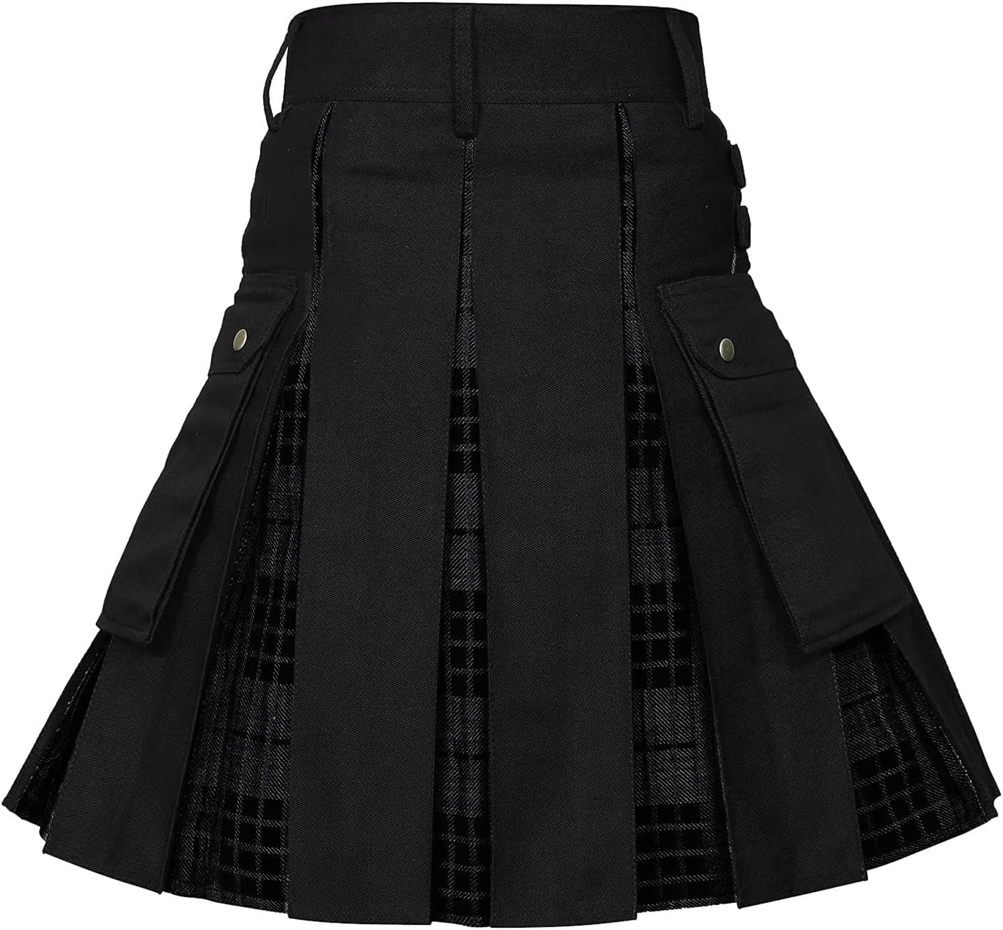 Scottish Tartan Kilt for Men Contrast Color Pocket Pleated Skirt Utility Hybrid Pleated Skirts Irish Kilts for Men