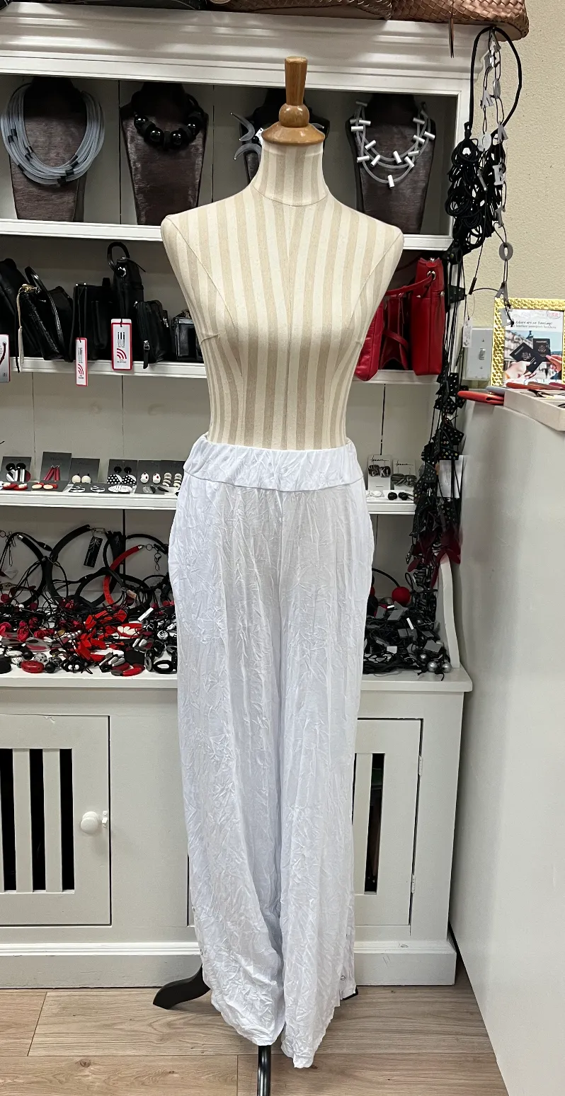 Shana Solid Pants - 23067 - WHITE