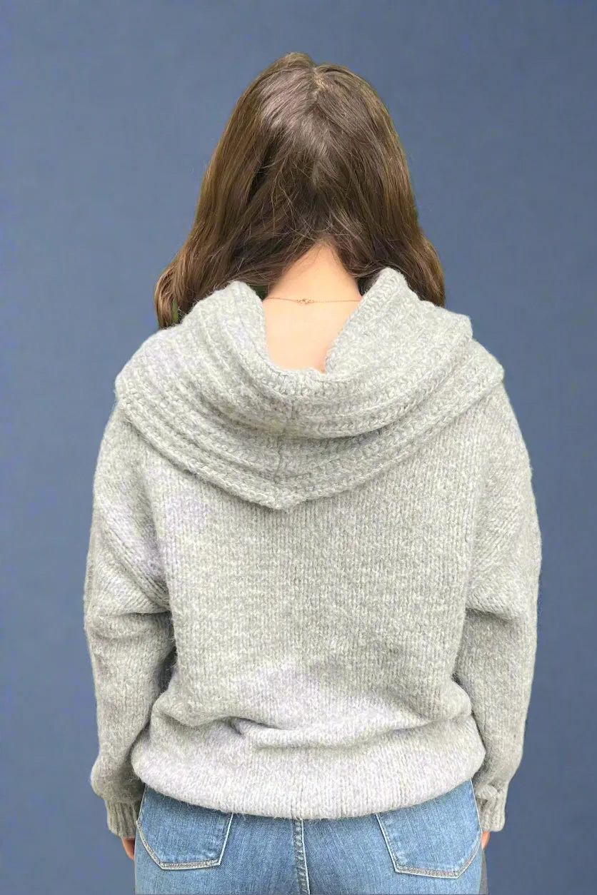 Soft Cowl Neck Sweater - Gray