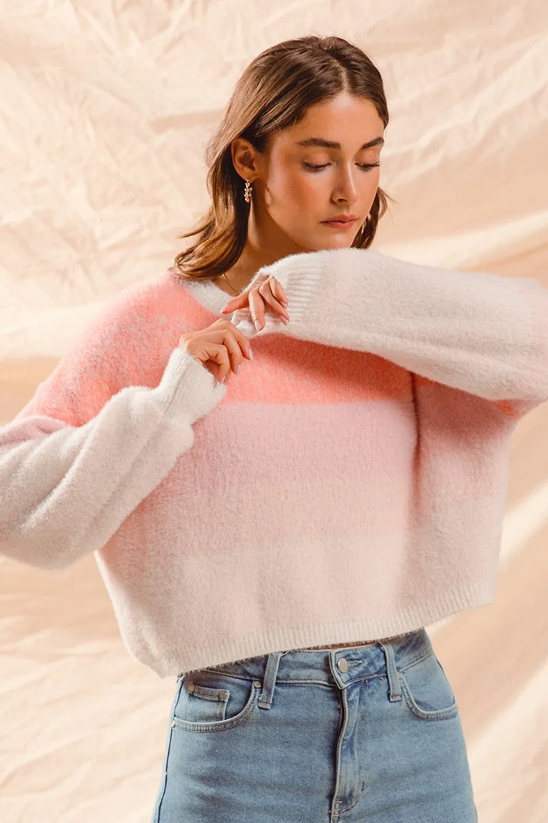 Soft Textured Color Gradient Sweater Top