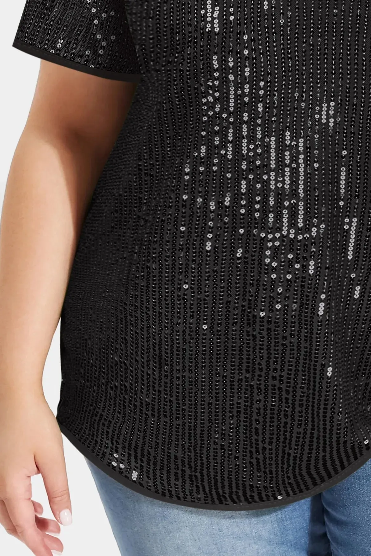 Solid Sequin Texture Fashionable T-Shirt