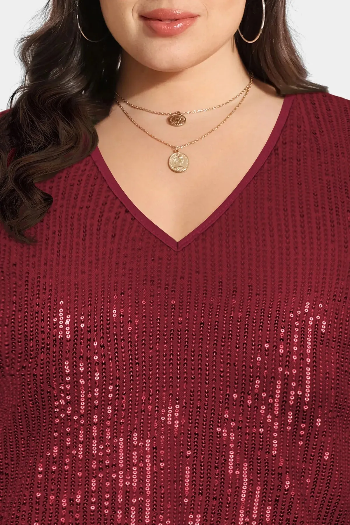 Solid Sequin Texture Fashionable T-Shirt