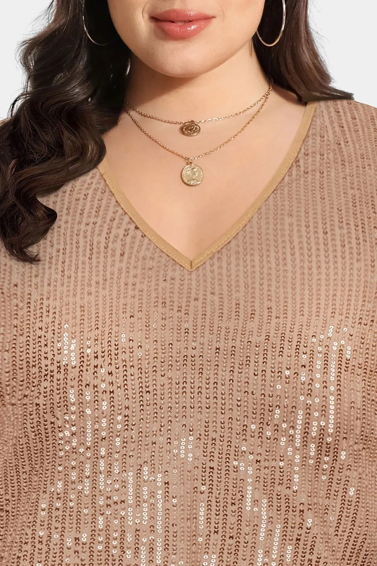Solid Sequin Texture Fashionable T-Shirt
