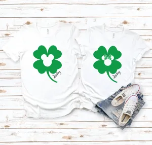 St. Patrick's Day Minnie and Mickey Lucky Clover Matching Disney Couples Shirts -Shamrock - Custom Shirts