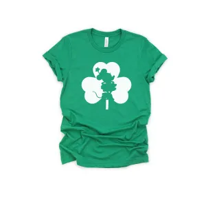 St. Patrick's Day Minnie Mouse T Shirt- Outline Silhouette inside Shamrock - Lucky Disney Minnie Shirt