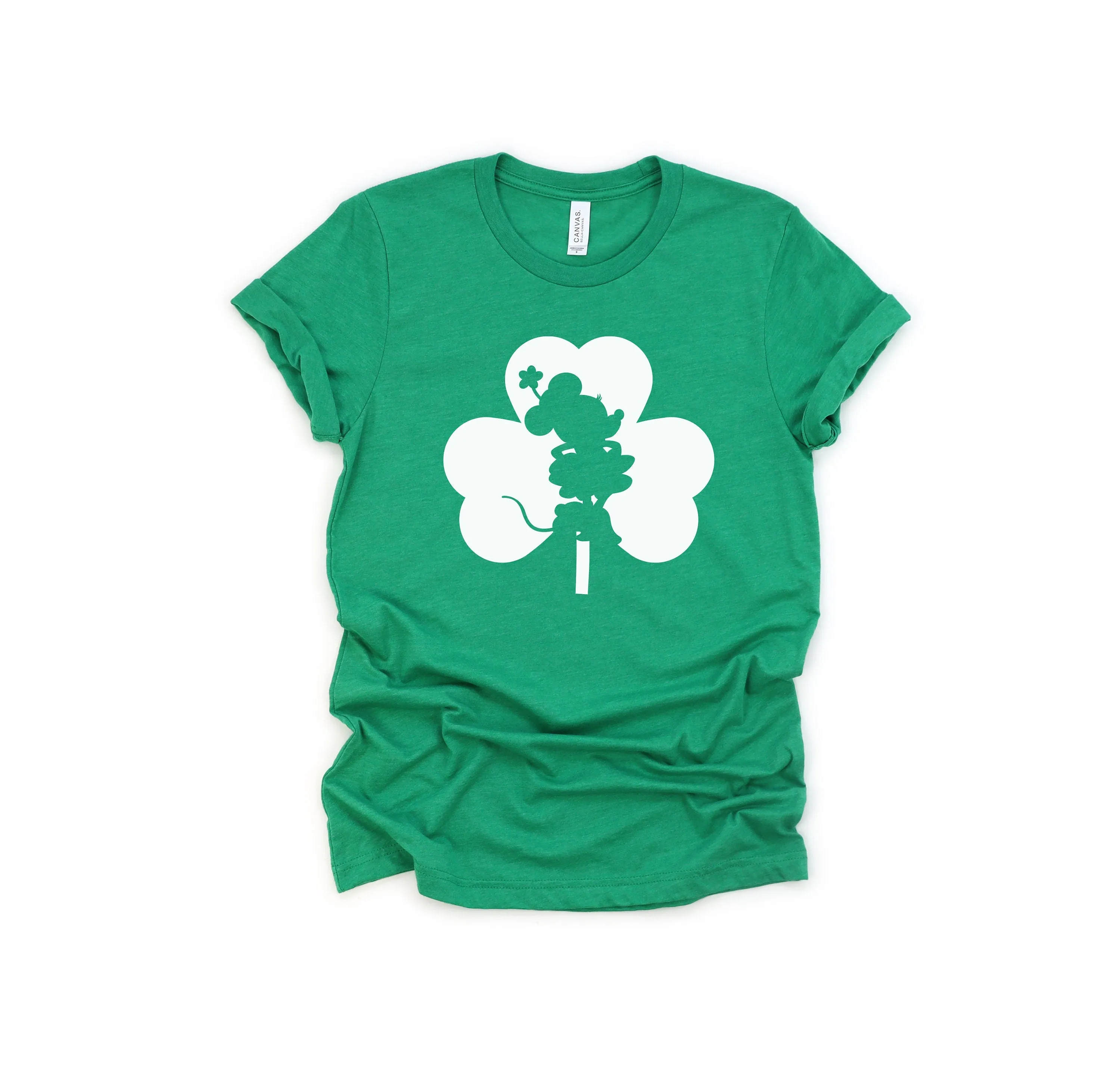 St. Patrick's Day Minnie Mouse T Shirt- Outline Silhouette inside Shamrock - Lucky Disney Minnie Shirt