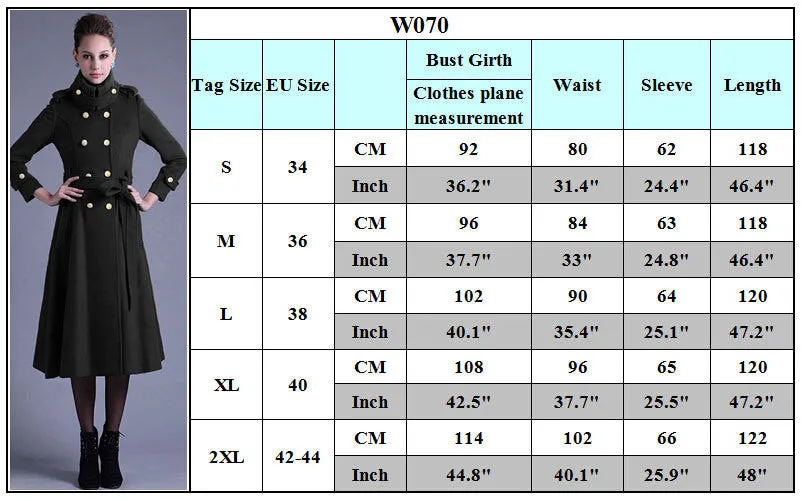 Stand Collar Button Belt Pleated Long Coat