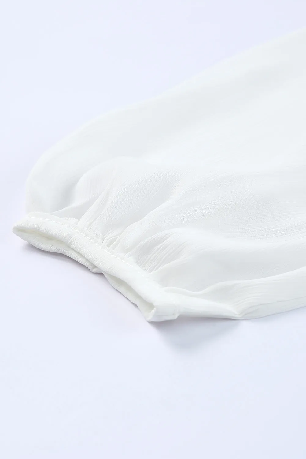 Tied Balloon Sleeve Cropped Blouse