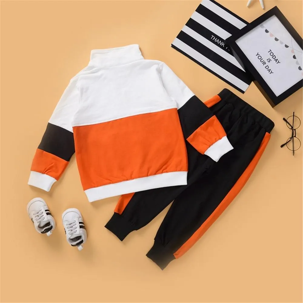 Toddler Boys Letter Color Block Long Sleeve Top & Pants Wholesale Kidswear