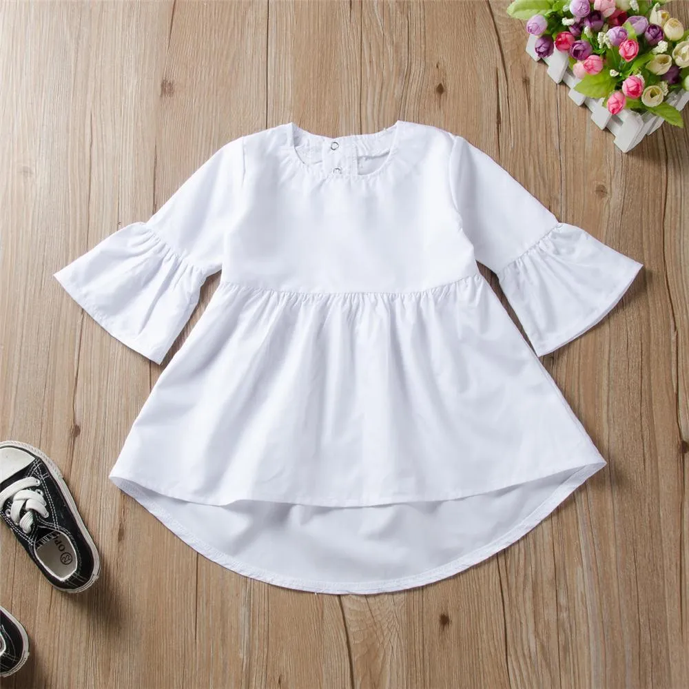 Toddler Girls Solid Long Sleeve Blouse Flare Pants Girls Clothes Wholesale