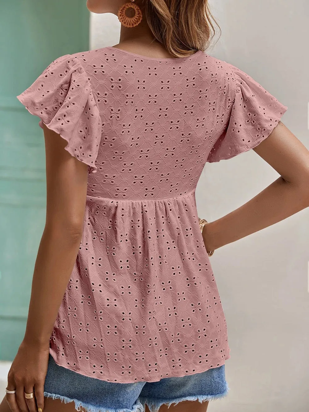 'Toni' Crew Neck Jacquard Blouse #170194