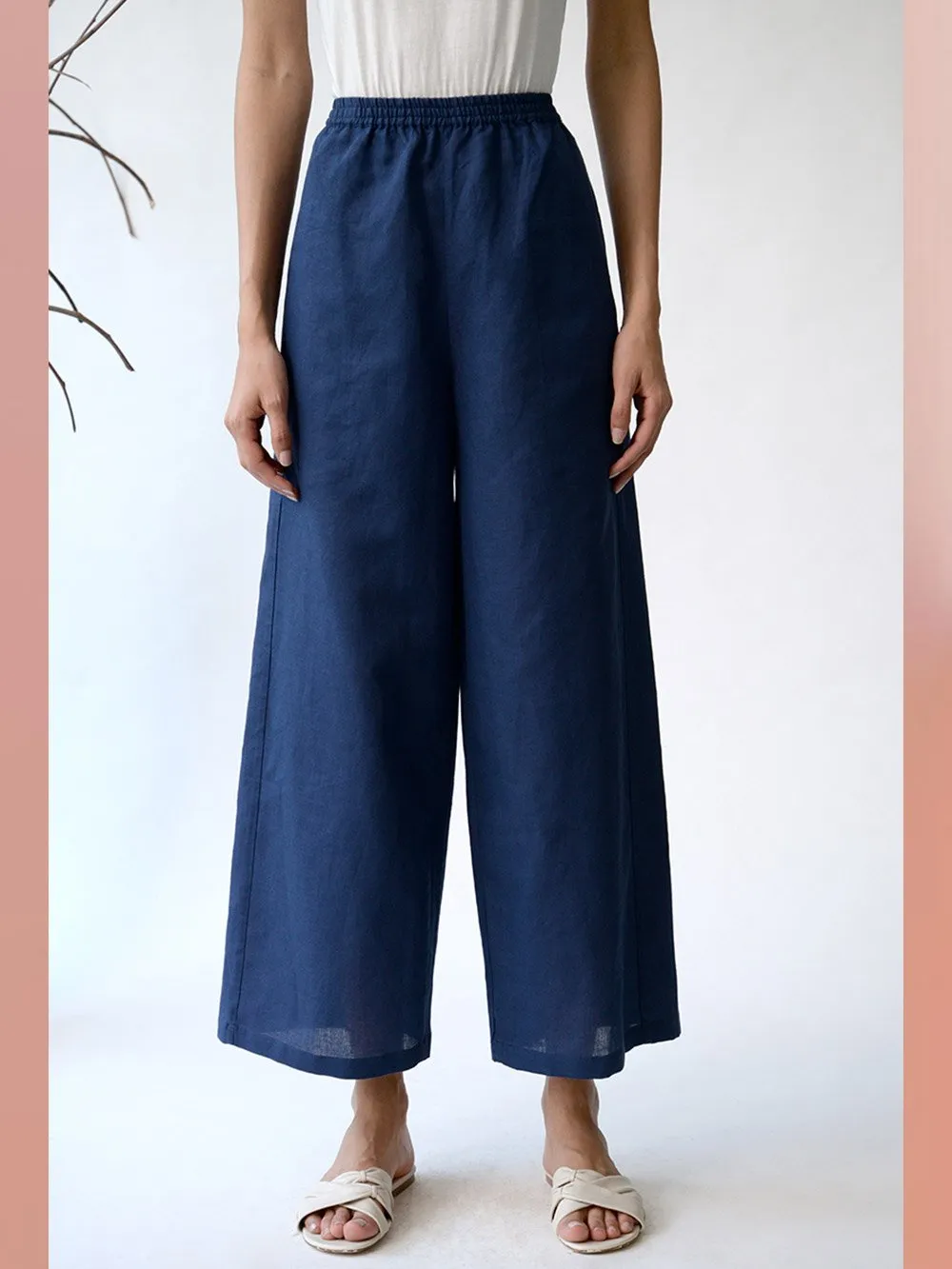 UMBAR by Payal Pratap   I   Pants  I  Our Wide Leg Slightly Cropped Pants Are Elasticated For That Comfortable Fit And Are Cut Away From The Body For That Perfect Summer Day