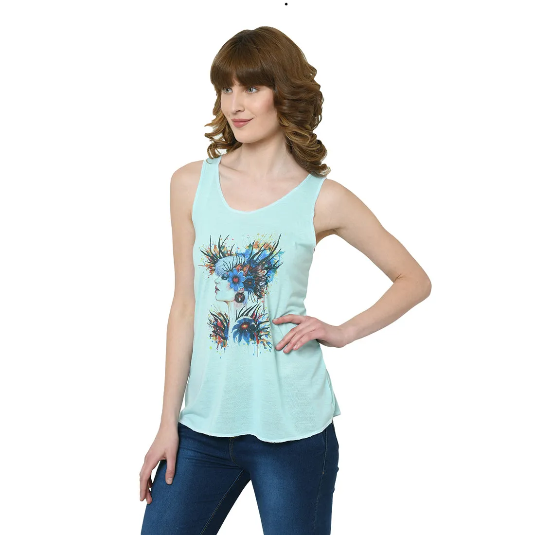Vimal Jonney Green Tank Top For Women's